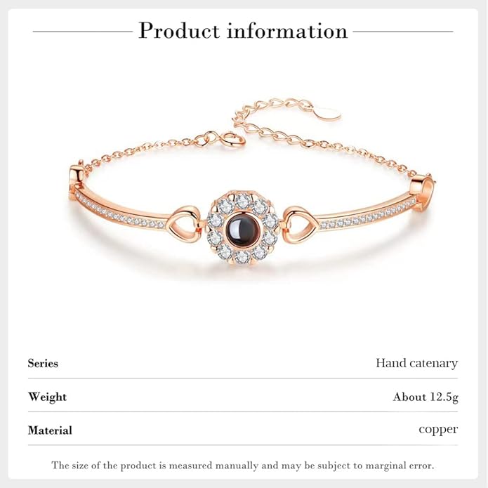 ROSI Personalized Bracelets with Picture Inside, Custom Projection Bracelets with Photos, Picture Bracelet Personalized Photo Gifts, Memorial Gifts for Women Mom Family Couple Girl