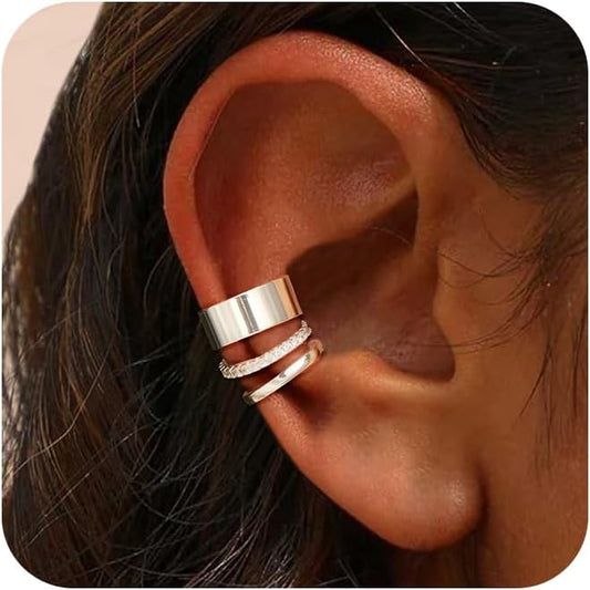 Gold Ear Cuffs Earrings for Women Non Piercing - Clip on Cartilage Earrings Dainty 14K Gold Sterling Silver Plated Cubic Zirconia Huggie Hoop Earring for Women No Tarnish Trendy Jewelry Set