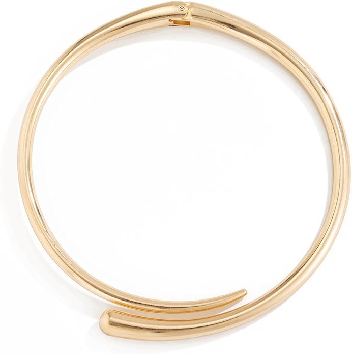 Chunky Choker Collar Necklace Gold Silver Metal Smooth Spring Open Teardrop Choker Statement Open Round Collar Necklace Trendy Minimalist Necklace for Women