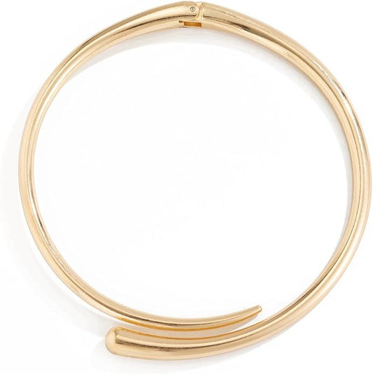 Chunky Choker Collar Necklace Gold Silver Metal Smooth Spring Open Teardrop Choker Statement Open Round Collar Necklace Trendy Minimalist Necklace for Women
