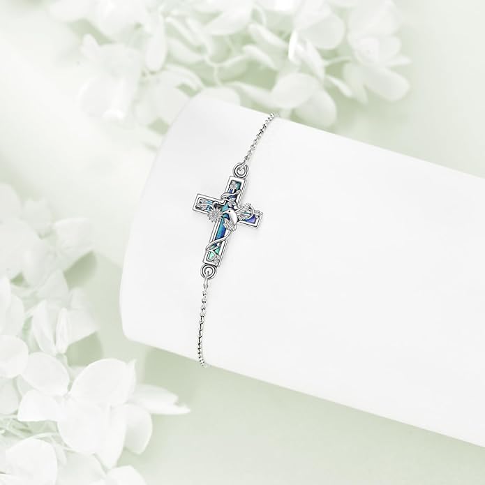 YFN Cross Bracelet Sterling Silver Religious Cross Bracelet Jewelry Gift for Women Men