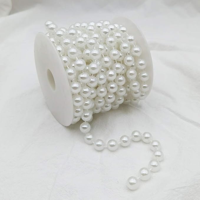 INSPIRELLE 10MM Ivory Faux Pearl Beads 6M Garland Pearl Bead Roll Strand for Wedding Party Decoration