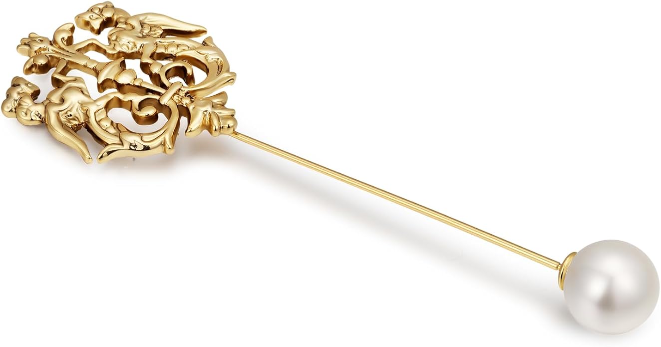 SHE'S FREE STYLE JUST FOR YOU [Versailles Dream] Vintage crown flower brooches and pins for women, Pearl brooch pins Metal Plating Process safety pins Baroque Style jewelry pins and brooches