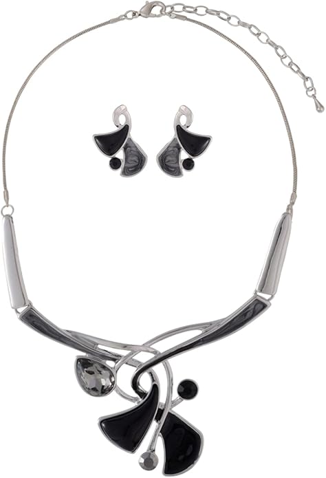 Chunky Statement Jewelry Set Vintage Retro Leaf Flower Floral Geometric Bohemian Boho Bib Necklace Earring Set Fashion Costume Jewelry for Women Girls Wedding Party Prom Unique Gift