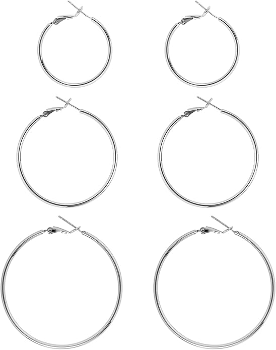 Big Gold Hoop Earrings for Women Hypoallergenic 925 Sterling Silver Post Thin Loop 14K Gold Plated Hoop Earrings Set for Women, 3 Pairs