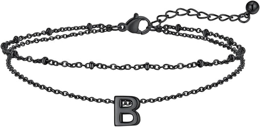 FaithHeart Initial Ankle Bracelets for Women, Waterproof 14k Gold Plated Initial Anklets Non Tarnish Stainless Steel Layered Anklet Summer Beach Foot Jewelry