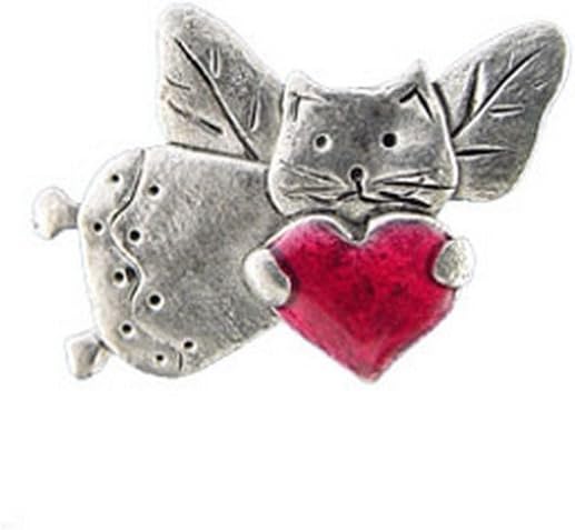 Enamel Cat Angel Red Heart Lapel Pin by The Magic Zoo