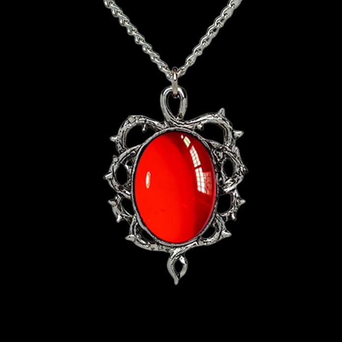 MIFYNN Gothic Stardust Crystal Cameo Necklace Red Purple Crystal Pendant Necklace Vintage Satan Demon Halloween Jewelry for Women