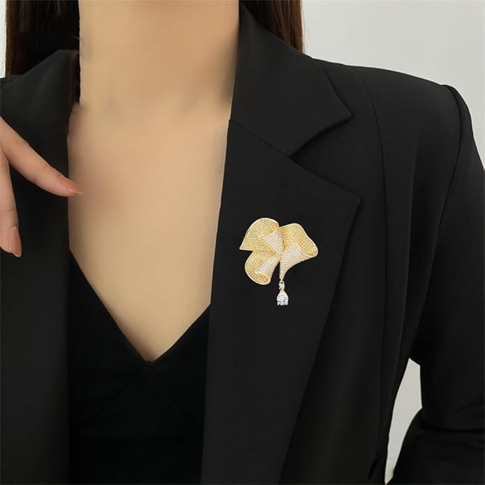 Flower Brooch Pin - Rhinestone Flower Pin 18k Gold Plated - Thanksgiving Day, Birthday, Wedding Gifts for Mom, Wife