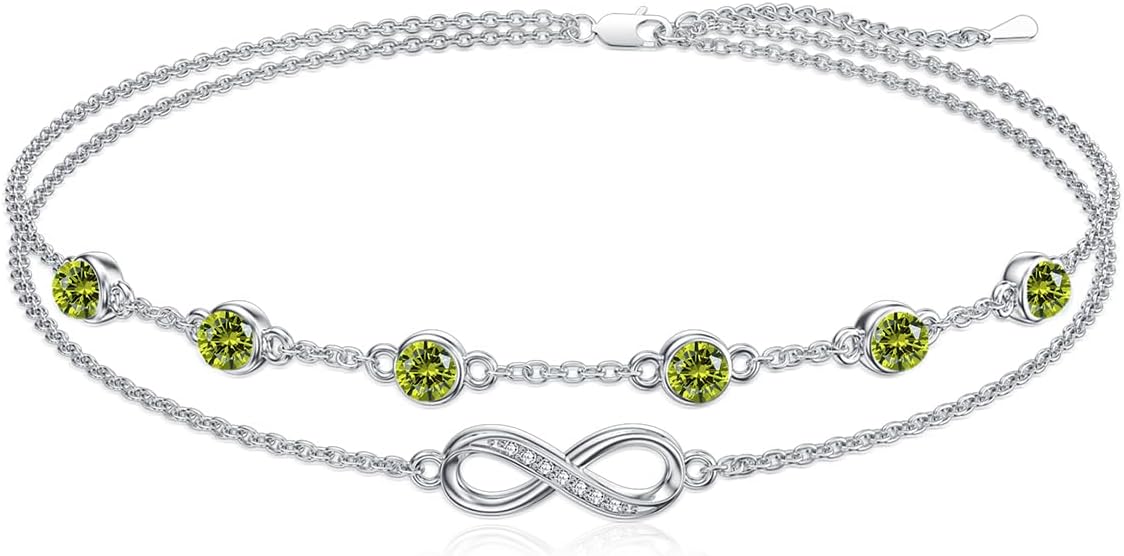 Dorunmo Anklet Bracelets For Women 925 Sterling Silver Birthstone/Infinity/Butterfly/Evil Eye/Turtle/Pineapple/Starfish/Heart Anklets Bracelets Jewelry Gifts for Women
