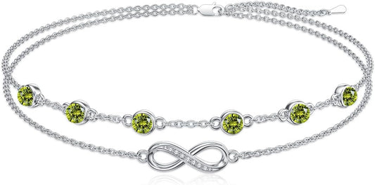 Dorunmo Anklet Bracelets For Women 925 Sterling Silver Birthstone/Infinity/Butterfly/Evil Eye/Turtle/Pineapple/Starfish/Heart Anklets Bracelets Jewelry Gifts for Women