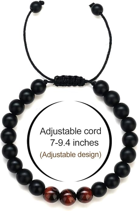 M MOOHAM Natural Stone Bracelets for Men - 8mm Tiger Eye, Matte Agate, Lava Rock - Teen Boys Gifts for Birthday, Anniversary, Christmas