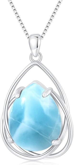 Teardrop Turquoise Pendant Necklace, 925 Sterling Silver December Birthstone Necklace Vintage Western Jewelry Gift for Women