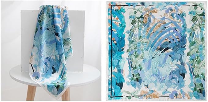 ANDANTINO 100% Mulberry Silk Square Scarf for Hair-25.6" X25.6'' Women Men Natural Silk Neckerchief Digital Printed Headscarf