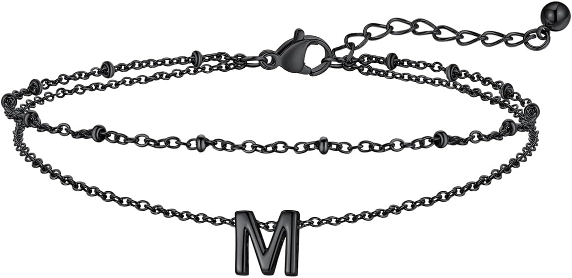 FaithHeart Initial Ankle Bracelets for Women, Waterproof 14k Gold Plated Initial Anklets Non Tarnish Stainless Steel Layered Anklet Summer Beach Foot Jewelry