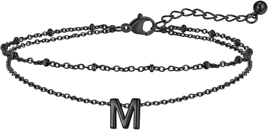 FaithHeart Initial Ankle Bracelets for Women, Waterproof 14k Gold Plated Initial Anklets Non Tarnish Stainless Steel Layered Anklet Summer Beach Foot Jewelry