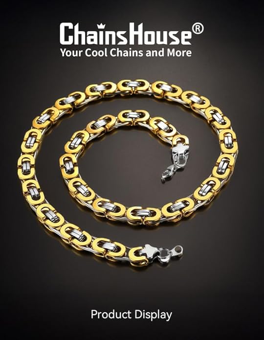 ChainsHouse Flat Byzantine Link Necklace for Men 6mm/8mm/10mm Width, 18K Gold Plated/Stainless Steel Black Byzantine Chain Necklaces, 18" 20" 22" 24" 26" 28" 30" Length, with Gift Box