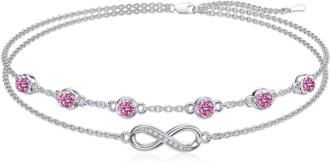 Dorunmo Anklet Bracelets For Women 925 Sterling Silver Birthstone/Infinity/Butterfly/Evil Eye/Turtle/Pineapple/Starfish/Heart Anklets Bracelets Jewelry Gifts for Women