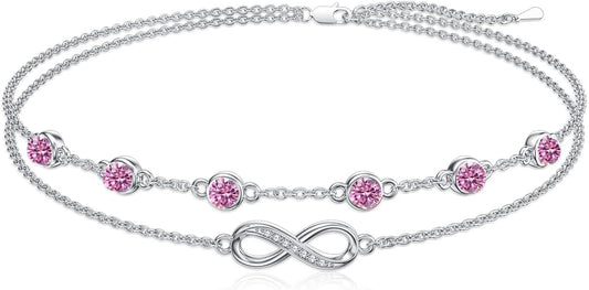 Dorunmo Anklet Bracelets For Women 925 Sterling Silver Birthstone/Infinity/Butterfly/Evil Eye/Turtle/Pineapple/Starfish/Heart Anklets Bracelets Jewelry Gifts for Women
