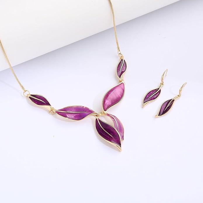 Vintage Chunky Statement Jewelry Set Retro Leaf Floral Geometric Bohemian Boho Bib Necklace Earring Set Fashion Costume Jewelry for Women Girls Wedding Party Prom Unique Gift