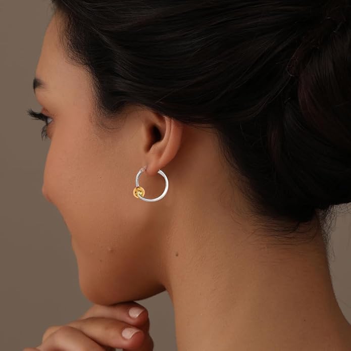 LeCalla 925 Sterling Silver Beaded Ball Hoop Earrings | Lightweight Sleeper Bead Ball Earring Hoops | Cape Style Hoop Earrings for Women