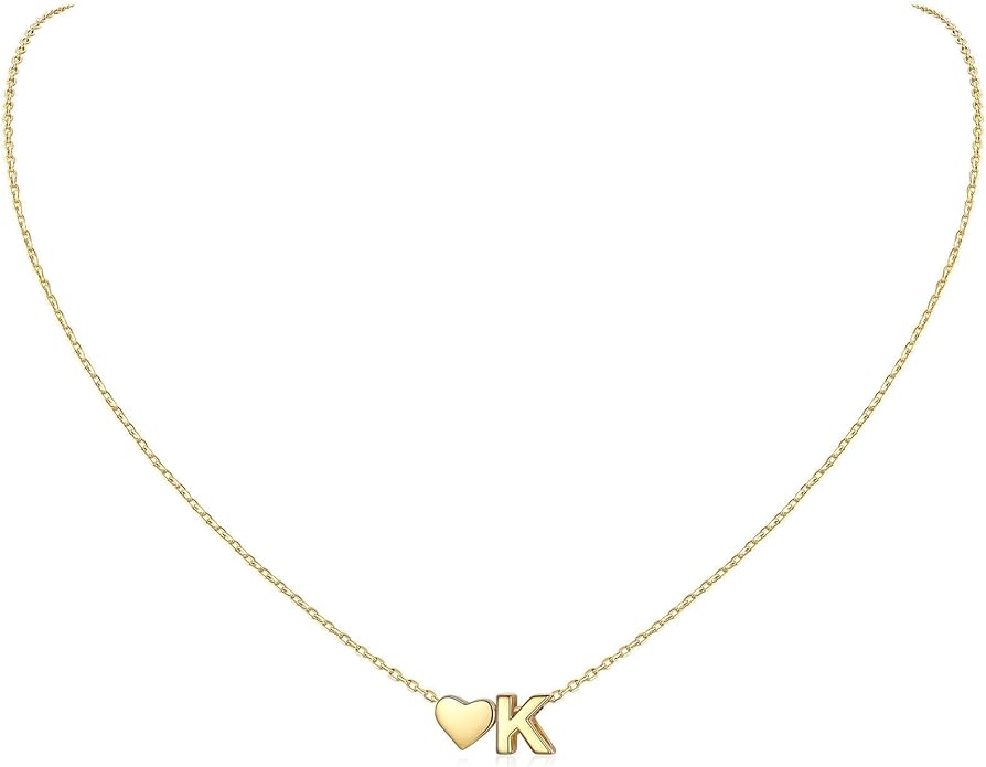 ChicSilver 925 Sterling Silver Heart Initial Necklaces for Women -Dainty Personalized Heart Pendant Letter Alphabet Necklace for Women