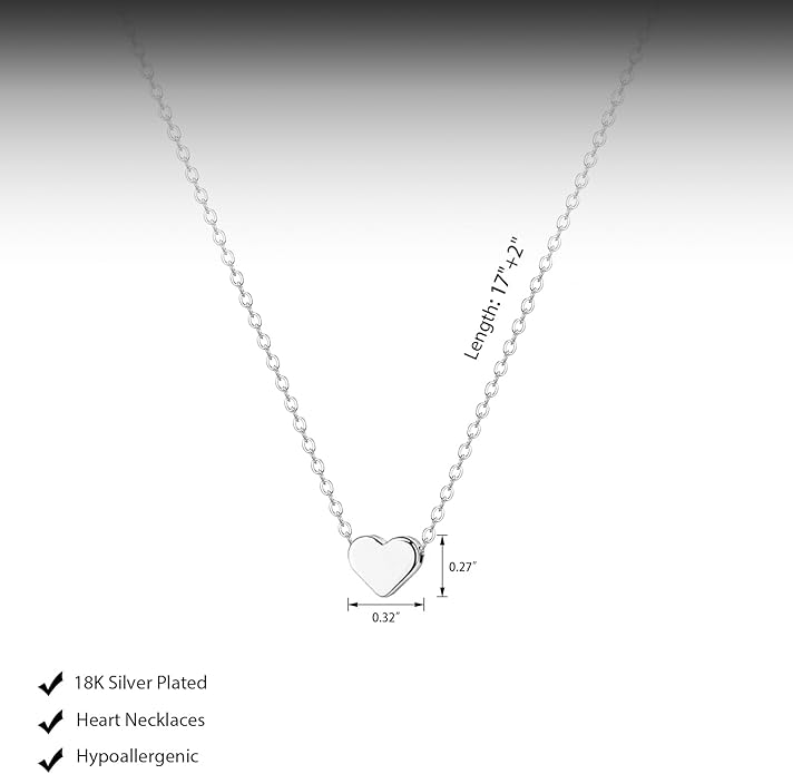 Cute Heart Necklace Dainty 18k Gold Plated Tiny Heart Pendant Choker Necklaces Small Gold Love Open Heart Chain Necklace for Women Simple Gold Necklace for Women Trendy Jewelry