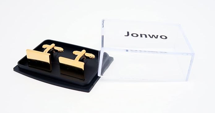Jonwo Classic Rectangle Stainless Steel Men's Cufflinks in Gift Box Classic Tuxedo Shirt Cuff Link for Wedding Formal Business