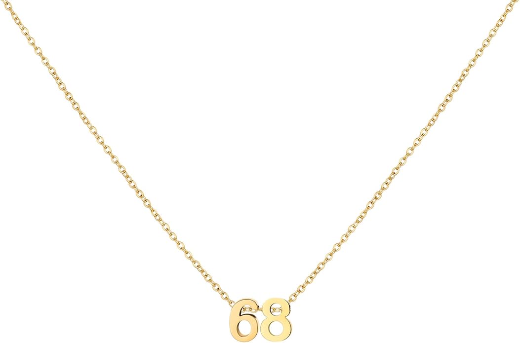 Number Necklace for Women Dainty 18K Gold Plated Pendant Necklace Charm Birth Month Personalized Jewelry Birthday Gift