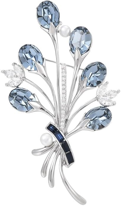 Fashion Flower Brooches for Women Rhinestone Flower Brooches Pins 18k Gold Plated Lapel Pins Jewelry for Girlfriend Wife