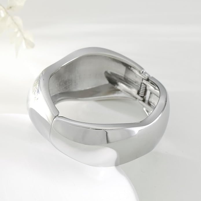 Bangle Bracelets for Women | 14K Gold Plated Trendy Wide Bracelets | Hinged Arm Cuff Bangles Chunky Bracelet for Women