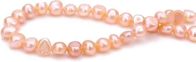 BEADIA Natural Pearl Beads Side Hole 8-9mm Pink Freshwater Cultured Loose Gemstone Beads for DIY Jewelry Making 13.8''/Strand