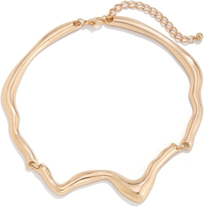 Punk Dripping Water-drop Choker Necklace for Women,Thick Drippy Chain Liquid Metal Collar Necklace Rocker Hip-hop Necklace Cool Metallic Unique Funky Statament Grunge Jewelry