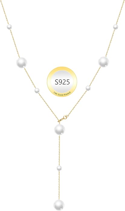 Pearl Necklace for Women 925 Sterling Silver Single Pearl Jewelry with Shell Pearl Pendant - Dainty Choker Necklace Suitable for Anniversary, Wedding, Birthday Gifts