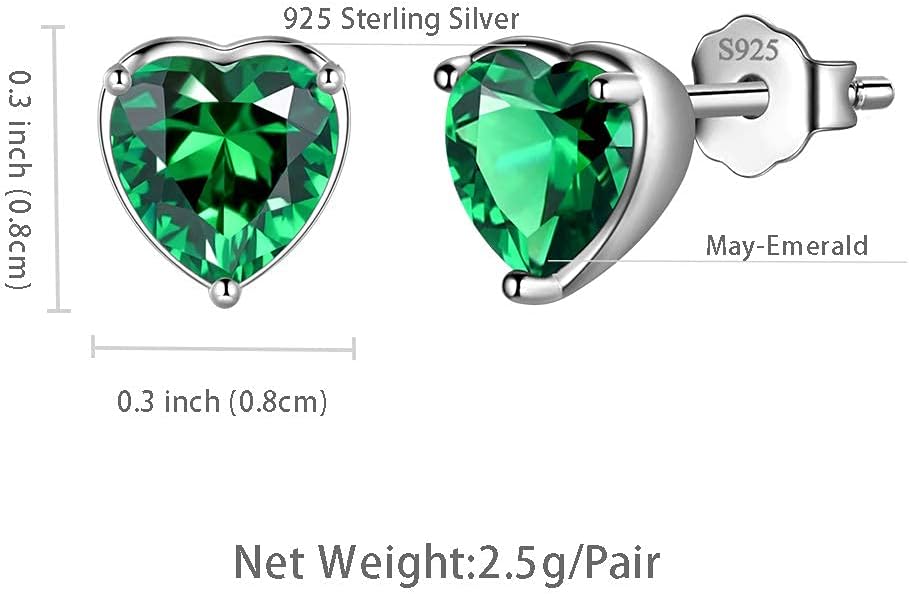 Aurora Tears 925 Sterling Silver 12 Birthstone Hearts Jewelry Women Crystal Wedding/Engagement/Bridal Heart Necklace/Earring/Ring/Bracelet Sets Jewellery