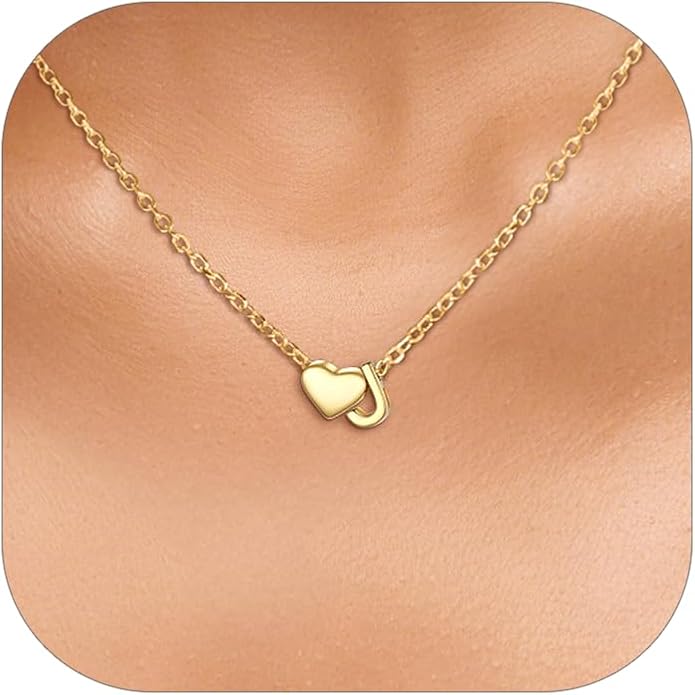 PROSILVER Initial Heart Necklace for Women, 925 Sterling Silver Tiny Heart Letter Necklace Siver, Gold Necklace, Come with Box