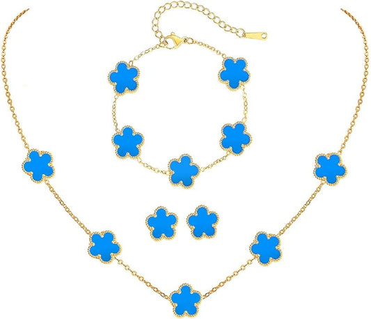 18K Gold-Plated Four Leaf Clover Bracelet for Women,Adjustable lucky Bracelet Set Jewelry Gift-Hypoallergenic Charm for Birthdays, Wellness & Daily Wear