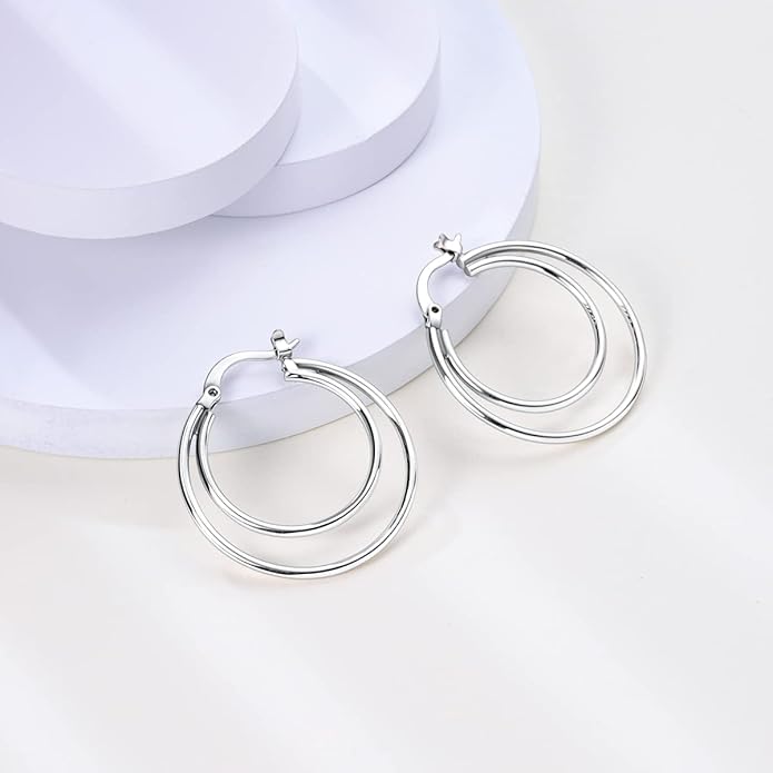 NARMO 925 Sterling Silver Hoop Earrings for Women Hypoallergenic Lightweight Simple Huggie Hoop Earrings Twisted Hoop Earrings Colorful Cubic Zirconia Hoop Earrings Rainbow Hoop Earrings