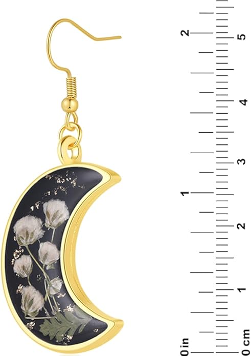 Forget-Me-Not and Queen Anne's Lace Pressed Wildflower Earrings | Pressed Flower Earrings | Handmade Drop and Dangle Earrings | Gift for Woman