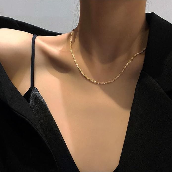 925 Sterling Silver Singapore Chain Lobster Clasp Paperclip Necklace for Women Sparkling Chain 2mm2.5mm3mm4mm5mm Gifts for Her