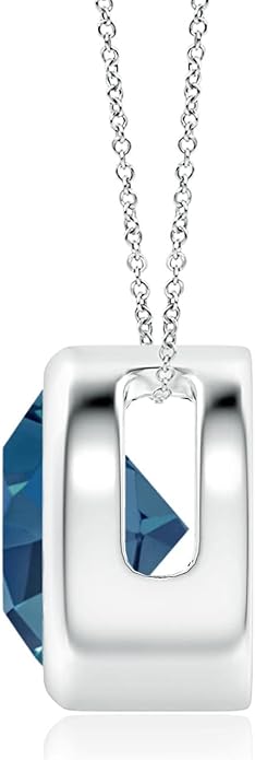 Angara Natural London Blue Topaz Solitaire Pendant for Women | Round Blue Topaz Pendant Necklace in 14K Solid Gold/Silver/Platinum With 18" Chain | December Birthday, Gemstone Jewelry Gift