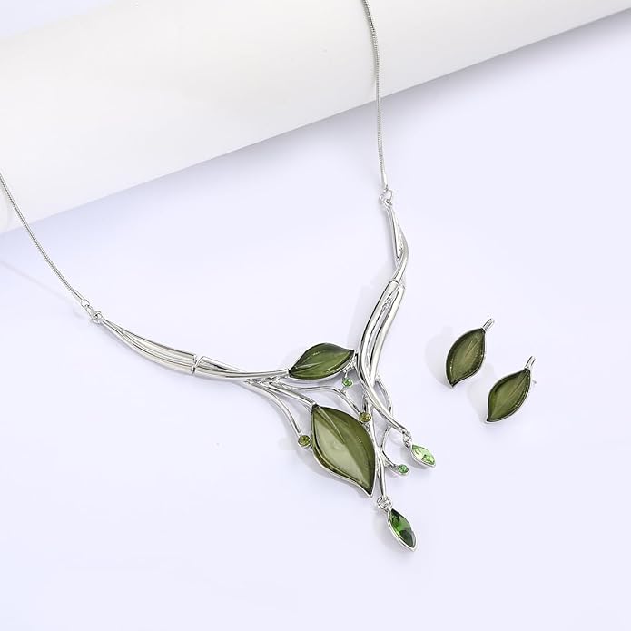 Vintage Chunky Statement Jewelry Set Retro Leaf Floral Geometric Bohemian Boho Bib Necklace Earring Set Fashion Costume Jewelry for Women Girls Wedding Party Prom Unique Gift