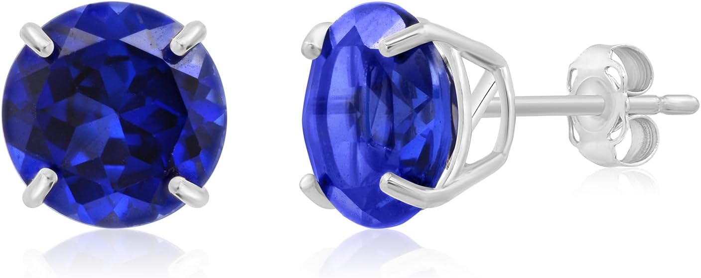 14k Gold Large Round Stud Earrings for Women | 9mm Birthstone Earrings | Gemstone Earrings for Women | Gemstone Stud Earrings for Women by MAX + STONE