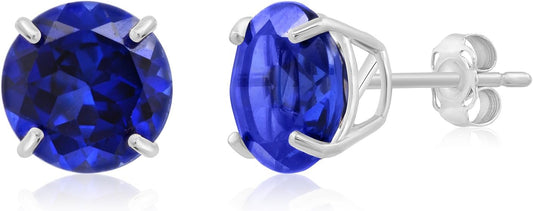 14k Gold Large Round Stud Earrings for Women | 9mm Birthstone Earrings | Gemstone Earrings for Women | Gemstone Stud Earrings for Women by MAX + STONE