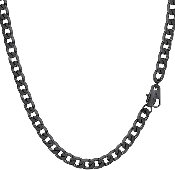 PROSTEEL 316L Stainless Steel Cuban Link Chain Necklaces for Men, Black/18K Gold Plated, Hypoallergenic Jewelry, 4mm-13mm, 14"-30", Come with Box