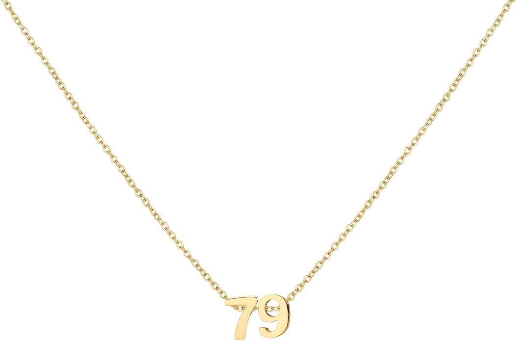 Number Necklace for Women Dainty 18K Gold Plated Pendant Necklace Charm Birth Month Personalized Jewelry Birthday Gift