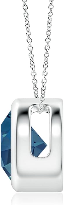 Angara Natural London Blue Topaz Solitaire Pendant for Women | Round Blue Topaz Pendant Necklace in 14K Solid Gold/Silver/Platinum With 18" Chain | December Birthday, Gemstone Jewelry Gift