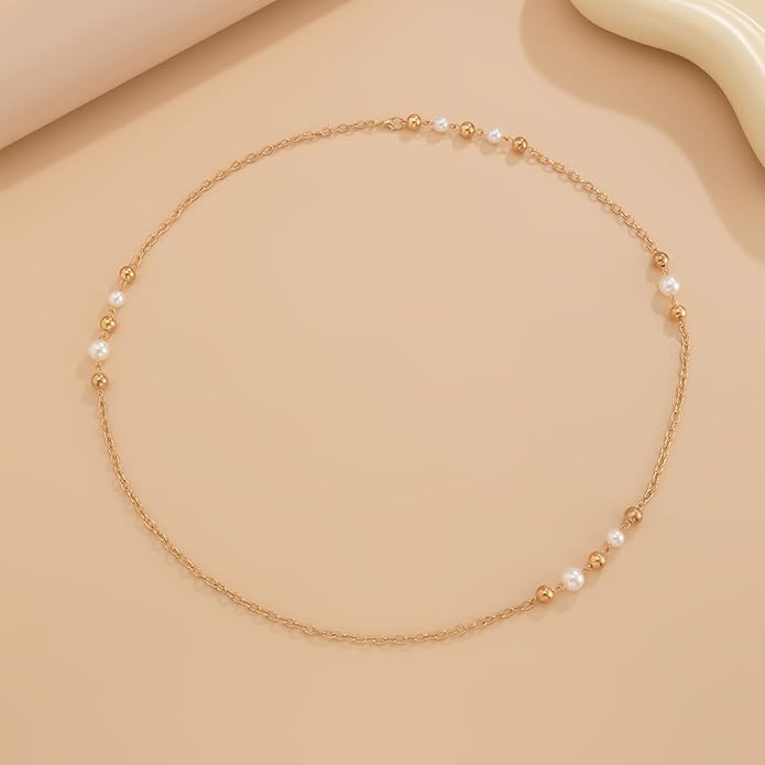 Long Pearl Necklaces for Women Pearl Long Chain Necklace Dainty Gold And Long Pearl Necklaces Layered Pearl Necklace Statement Sweater Strand Chain Jewelry