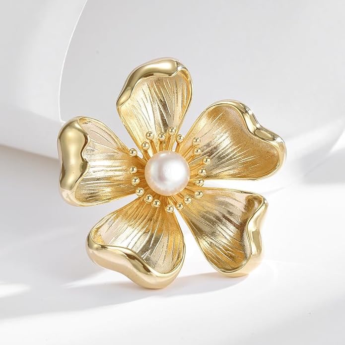 Flower Brooch Pin Rhinestones Pearl Flower Brooches Floral Pin Jewelry for Women Girls