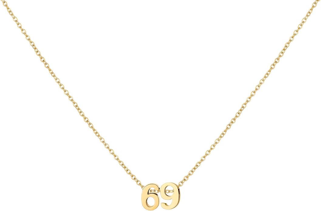 Number Necklace for Women Dainty 18K Gold Plated Pendant Necklace Charm Birth Month Personalized Jewelry Birthday Gift